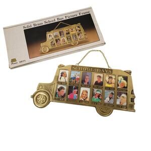 Vintage 1988 Penco Solid Brass School Bus Picture Frame 1–12 Grade In Box